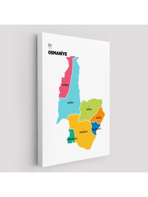 Beta Moda Hub Osmaniye Ili ve Ilçeler Haritası Dekoratif Kanvas Tablo