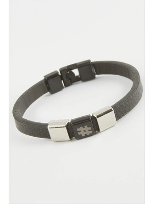 Aesco Kare Kaliteli Suni Deri Bileklik