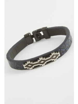 Aesco Şerit Desenli Kaliteli Suni Deri Bileklik