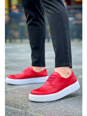 Roof Atelier Erkek Kırmızı Desenli Bağcıklı Casual Günlük Ayakkabı - 149 - Cbt Changer Over