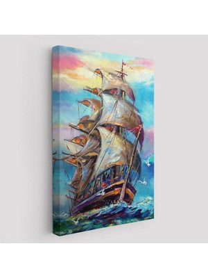 Beta Moda Hub Yağlı Boya Görünümlü Yelkenli Kanvas Tablo-
