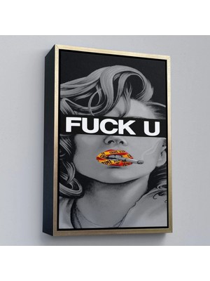 beta moda hub ahşap çerçeveli  you kadın tablo-