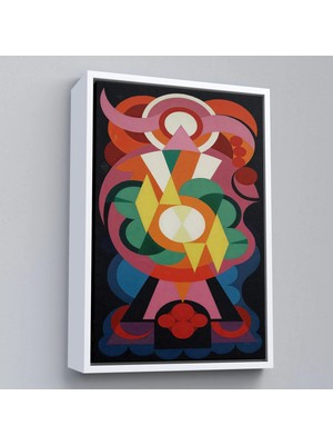 Beta Moda Hub Ahşap Çerçeveli Auguste Herbin - Soyut Sanat Kompozisyon Tablosu-