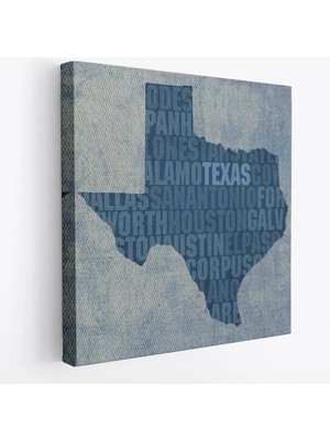 Beta Moda Hub Amerika Teksas Haritası Kanvas Tablo-