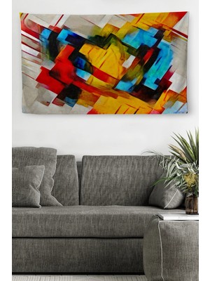 Beta Moda Hub Duvar Örtüsü Soyut Yağlıboya Görünümlü Kaliteli Kanvas Duvar Halısı-