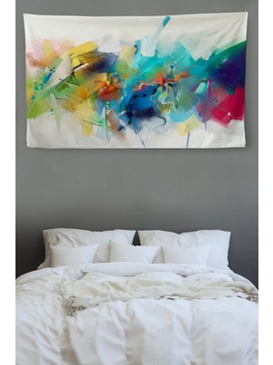 Beta Moda Hub Duvar Örtüsü Soyut Yağlıboya Görünümlü Kaliteli Kanvas Duvar Halısı-