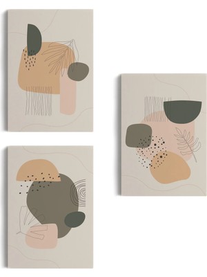 Beta Moda Hub 3’lü Tablo Soyut Figürlü Dekoratif Duvar Tablo Seti-Ba-