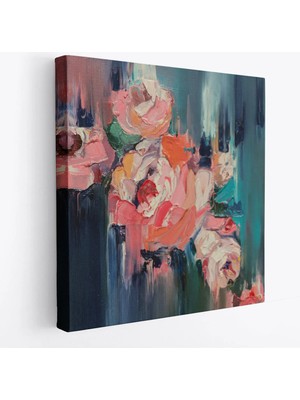 Beta Moda Hub Renkli Çiçekler Yağlıboya Görünüm Dekoratif Kanvas Duvar Tablosu-