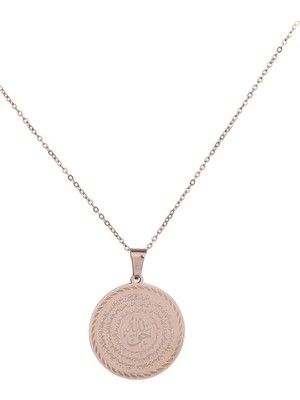 Beta Moda Hub Hakkani Mührü ve Nalı Şerif Yazılı Gümüş Kaplama Çelik Kolye