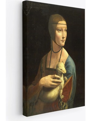 Beta Moda Hub Ermine Leonardo Da Vinci'nın Kakımlı Kadın Eseri Kanvas Tablo / The Lady With Bangs-