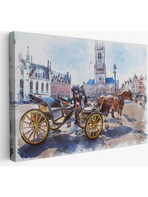 Beta Moda Hub Brugge Tarihi Kasabası Belçika Dekoratif Kanvas Tablo-
