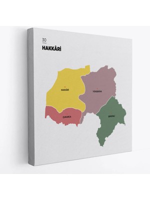 Beta Moda Hub Hakkari Ili ve Ilçeler Haritası Dekoratif Kanvas Tablo