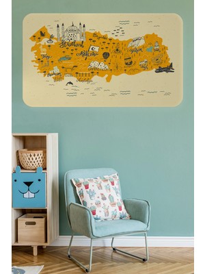 Beta Moda Hub Eğitici ve Öğretici Cocuk Odası Türkiye Haritası Duvar STICKER-85X130-3872