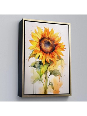 Beta Moda Hub Ahşap Çerçeveli Suluboya Görünümlü Ayçiçek Tablo-