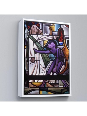 Beta Moda Hub Ahşap Çerçeveli Şeytan Isa'yı Kandırıyor Tablo-