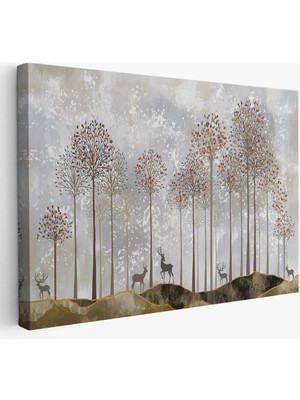 Beta Moda Hub Ormandaki Geyikler Dekoratif Duvar Tablosu-