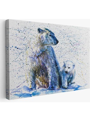 Beta Moda Hub Kutup Ayısı ve Yavrusu Dekoratif Kanvas Tablo