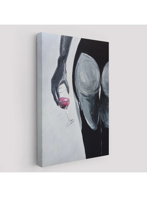 Beta Moda Hub Kızmızı Şarap Içen Sexi Kadın Duvar Tablosu-