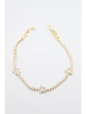 Aesco Yıldız Taşlı Vip Bileklik - Altın