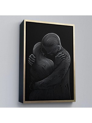 Beta Moda Hub Ahşap Çerçeveli Linear Hug Sarılan Çift Tablosu-