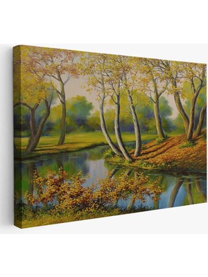 Beta Moda Hub Nehir Manzaralı Yağlıboya Görünüm Dekoratif Kanvas Duvar Tablosu-