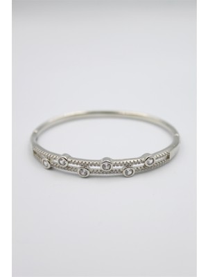 Aesco Taşlı Vip Bilezik - Gümüş