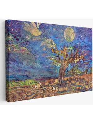 Beta Moda Hub Yaşlı Ağaç ile Sihirli Moderd Manzara Duvar Tablosu-