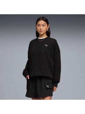 Puma Wardrobe Essentials Crew Kadın Siyah Sweatshirt.01