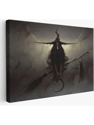 Beta Moda Hub Süpürgesi'nde Uçan Cadı Tablosu, Witches Halloween-