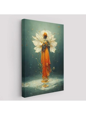 Beta Moda Hub Turuncu Kıyafetli Sürreal Kadın Tablosu-