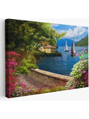 Beta Moda Hub Denize Açılan Çiçekli Yol Duvar Tablosu-