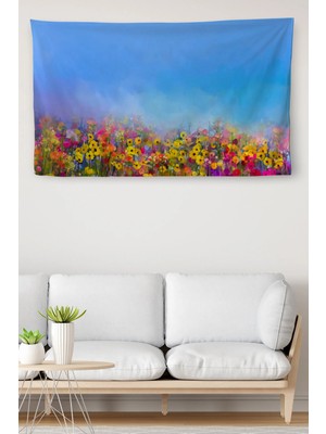 Beta Moda Hub Duvar Örtüsü Soyut Suluboya Çiçekler Kaliteli Kanvas Duvar Halısı-