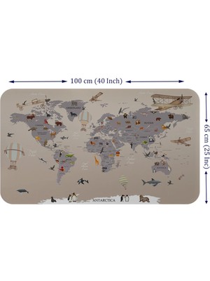 Beta Moda Hub Eğitici Dünya Haritası Dünya Atlası Çocuk ve Bebek Odası Duvar Sticker -60X105-3814