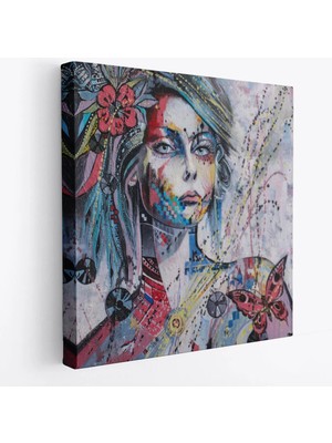 Beta Moda Hub Çağdaş Tarz Kız Portresi Yağlıboya Görünüm Dekoratif Kanvas Duvar Tablosu-