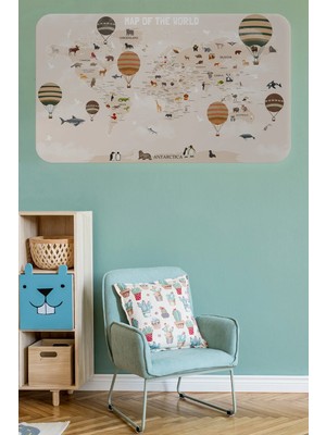 Beta Moda Hub Eğitici Dünya Haritası Dünya Atlası Çocuk ve Bebek Odası Duvar STICKER-85X130-3792