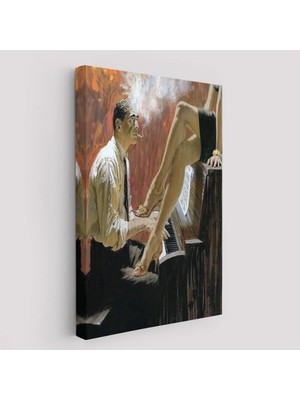 Beta Moda Hub Piyano Çalan Adam ve Kadın Duvar Tablosu-