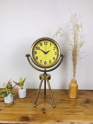 Epilons Mey Ithalat® Eskitme Metal Mini Tripod Vira Masa Saati 45×26 cm