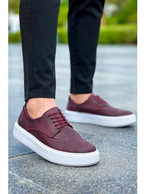 Roof Atelier Erkek Bordo Desenli Bağcıklı Casual Günlük Ayakkabı - 149 - Cbt Changer Over