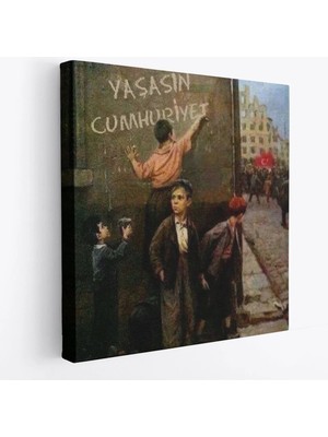 Beta Moda Hub Yaşasın Cumhuriyet Yazan Çocuklar Kanvas Tablo-