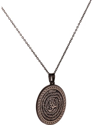 Beta Moda Hub Hakkani Mührü ve Nalı Şerif Yazılı Titanyum Kaplama Çelik Kolye