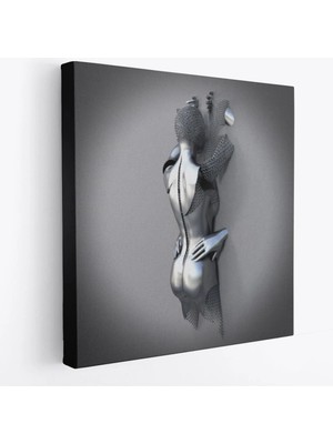Beta Moda Hub Aşk Sanatı, Gri ve Gümüş 3D Metalik Efektli Kanvas Tablo-