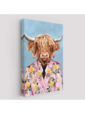 Beta Moda Hub Pembe Ceketli Boğa Duvar Tablosu-