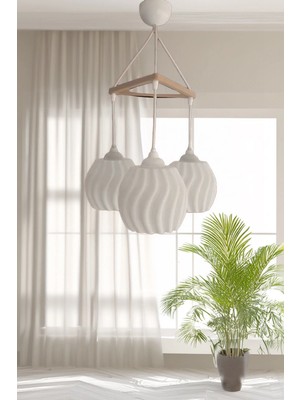 Beta Moda Hub Modern Sarkıt Üçlü Bohem Avize ( 23X27 cm ) Bubble Serisi Salon Mutfak Oturma Odası Cafe Bar