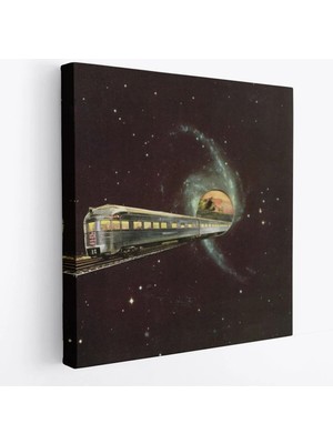 Beta Moda Hub Uzayda Giden Tren Kanvas Tablo, Glaksi Treni-