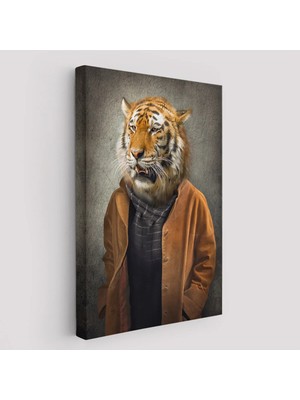 Beta Moda Hub Kaplan Adam Dekoratif Kanvas Duvar Tablosu-