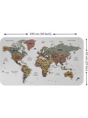 Beta Moda Hub Türkçe Eğitici Ülke ve Başkent Detaylı Atlası Dünya Haritası Duvar Sticker -60X105-3852