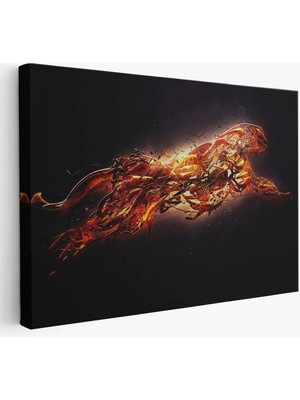 Beta Moda Hub Altın Renkli Koşan Çita Kanvas Tablo, Hayvan Duvar Sanatı, Büyük Kanvas Tablo-