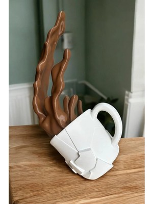 Beta Moda Hub Dökülen Kahve Figürü Dekoratif Obje Biblo Kahve Sıcak Çikolata Figür Hediye ( Vegan Üretim )