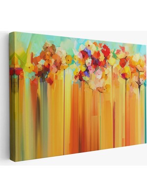 Beta Moda Hub Soyut Çiçekler Yağlıboya Görünüm Dekoratif Kanvas Duvar Tablosu-