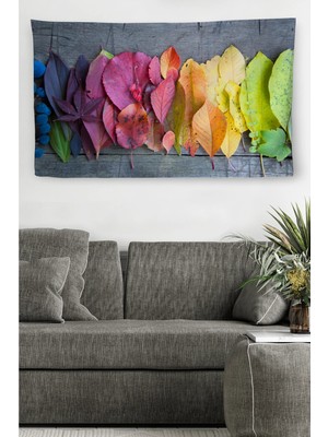 Beta Moda Hub Duvar Örtüsü Renkli Yapraklar Kaliteli Kanvas Duvar Halısı-